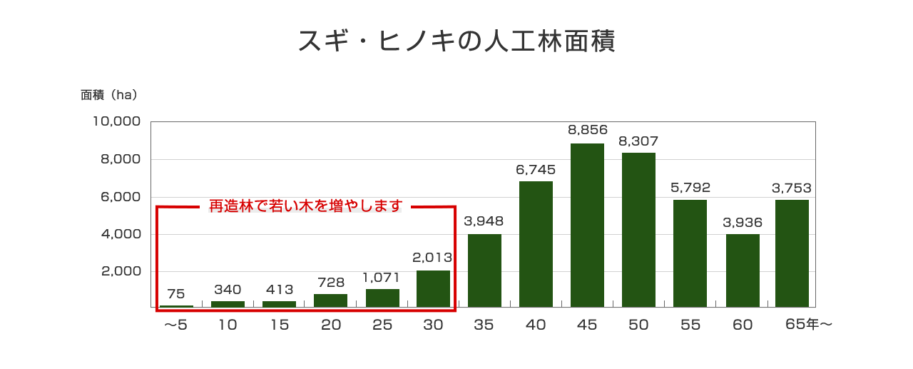 スギ・ヒノキの人工林面積